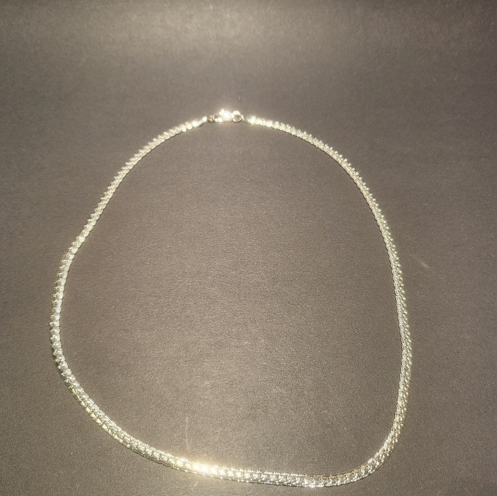 Silver Flat snake link necklace....24084 - Picture 4 of 5